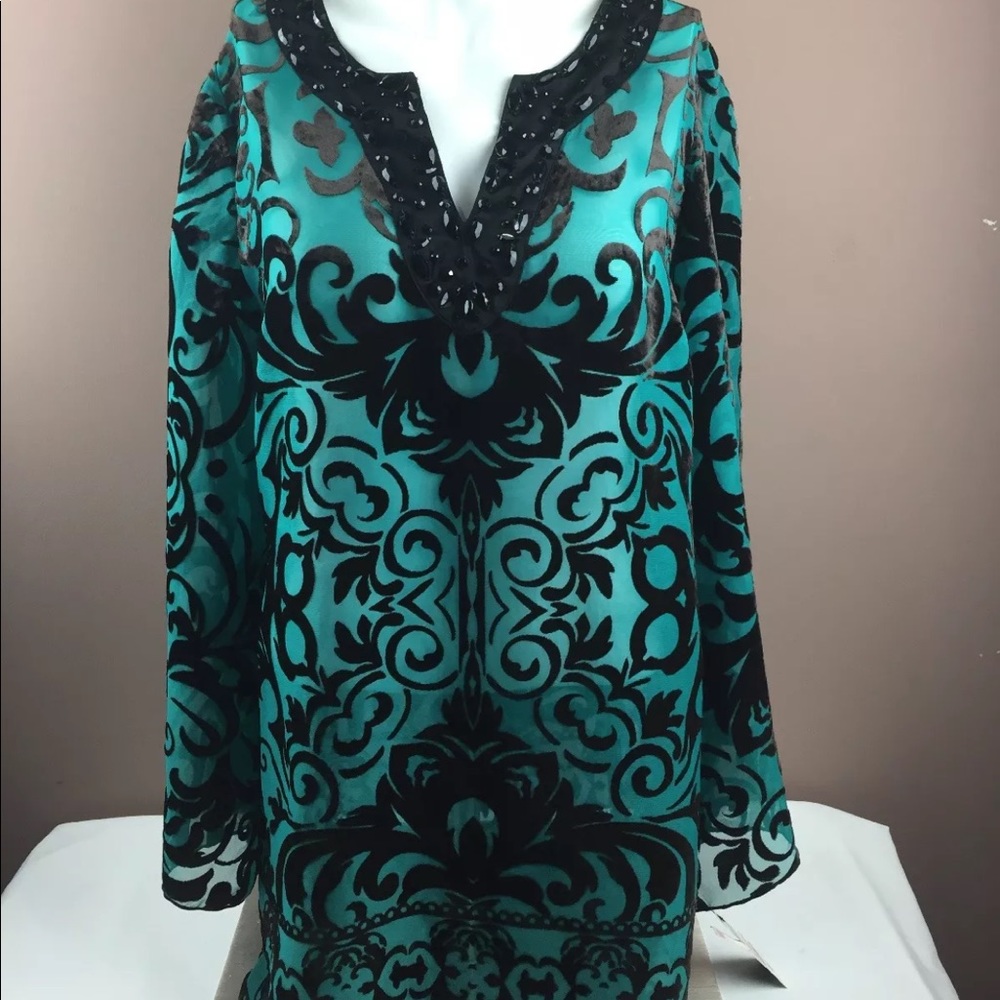 NWT Alfani Rhinestone 3/4 Sleeve Tunic, sz 10 M/L